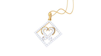 Footprint Within Frame Pendant In Gold - 0.37 Ct Diamond-Studded
