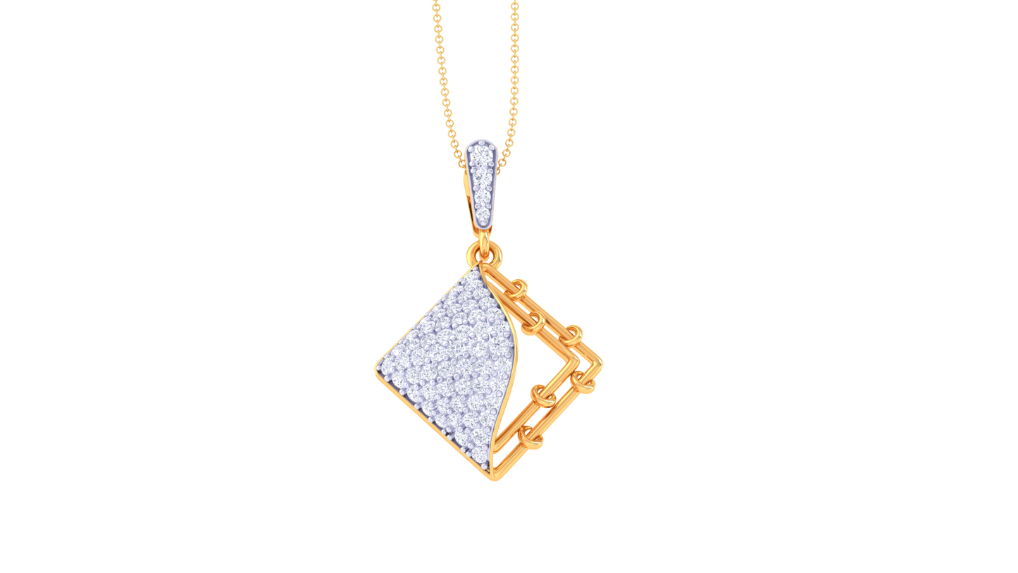 0.51 Ct - Geometric Harmony Diamond Pendant in Gold
