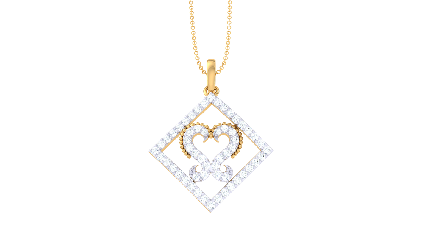 Footprint Within Frame Pendant In Gold - 0.37 Ct Diamond-Studded