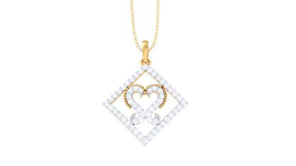 Footprint Within Frame Pendant In Gold - 0.37 Ct Diamond-Studded
