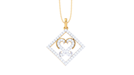 Footprint Within Frame Pendant In Gold - 0.37 Ct Diamond-Studded