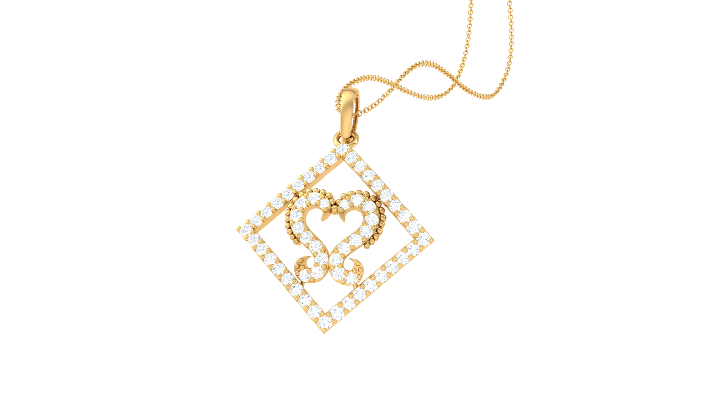 Footprint Within Frame Pendant In Gold - 0.37 Ct Diamond-Studded