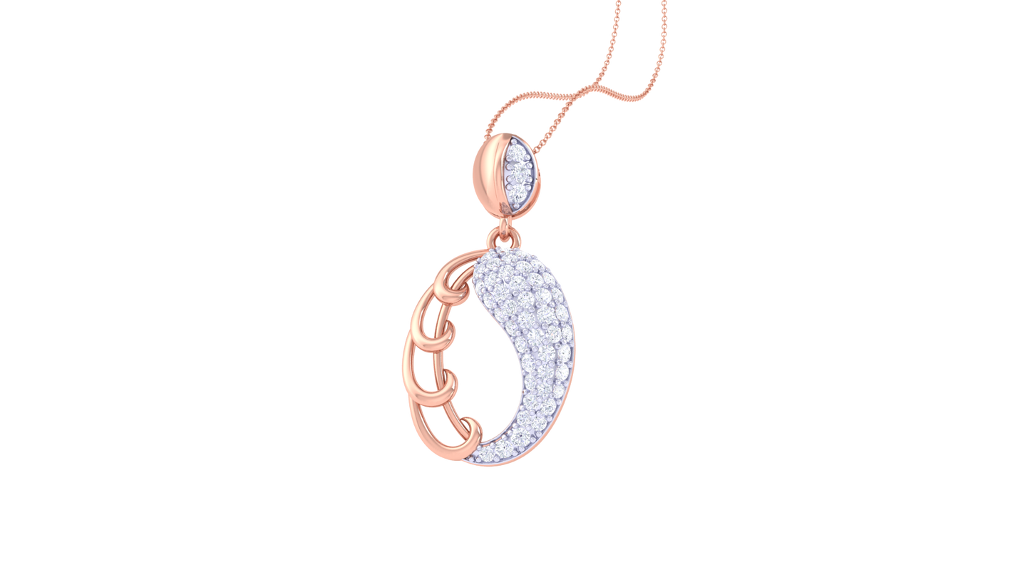 0.48 Ct Sparkling Diamonds - Encrusted Moonlight Pendant In Gold