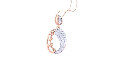 0.48 Ct Sparkling Diamonds - Encrusted Moonlight Pendant In Gold
