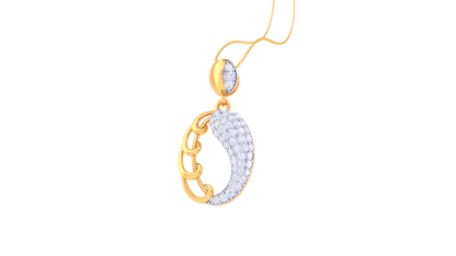 0.48 Ct Sparkling Diamonds - Encrusted Moonlight Pendant In Gold