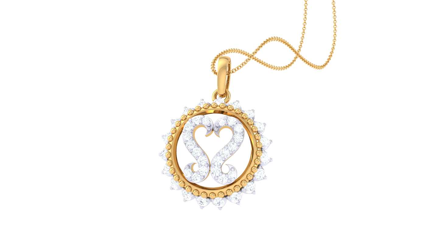 Sunburst Heart Pendant In Gold - 0.32 Ct Dazzling Diamonds