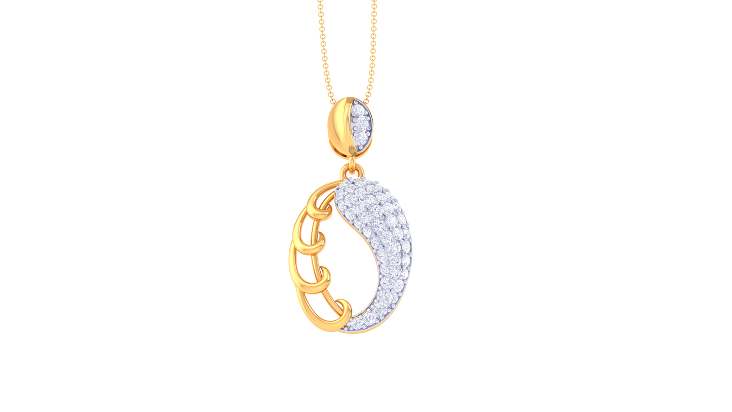 0.48 Ct Sparkling Diamonds - Encrusted Moonlight Pendant In Gold