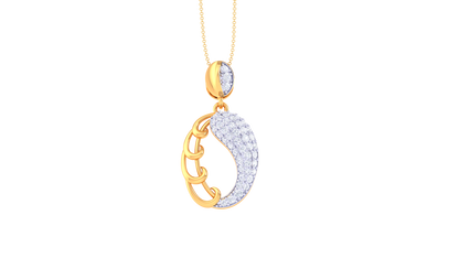 0.48 Ct Sparkling Diamonds - Encrusted Moonlight Pendant In Gold