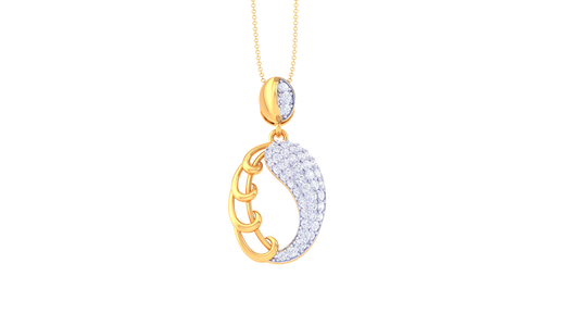 0.48 Ct Sparkling Diamonds - Encrusted Moonlight Pendant In Gold