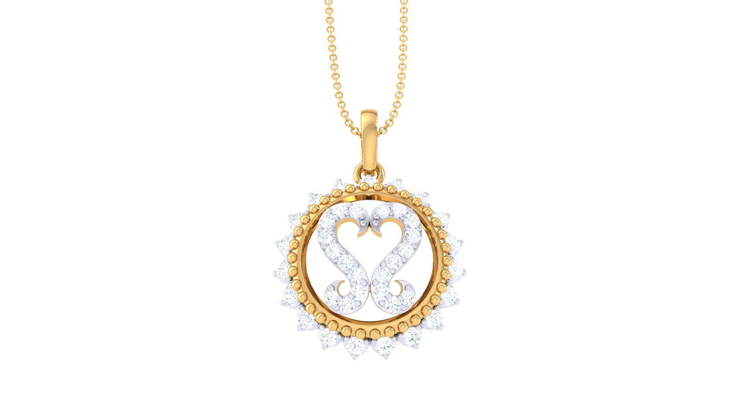 Sunburst Heart Pendant In Gold - 0.32 Ct Dazzling Diamonds