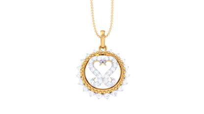 Sunburst Heart Pendant In Gold - 0.32 Ct Dazzling Diamonds