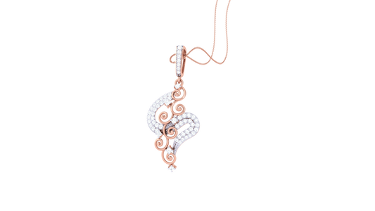 S-Curve Diamond Swirl Pendant With Gold Filigree – 0.39 Ct