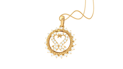 Sunburst Heart Pendant In Gold - 0.32 Ct Dazzling Diamonds