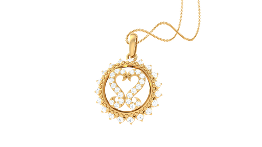 Sunburst Heart Pendant In Gold - 0.32 Ct Dazzling Diamonds