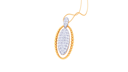 Radiant Oval Pendant In Yellow Gold - 0.41 Ct Pave Set Diamond Cluster