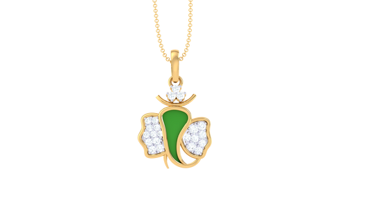 Enamel Butterfly Pendant In Gold - 0.14 Ct Diamonds