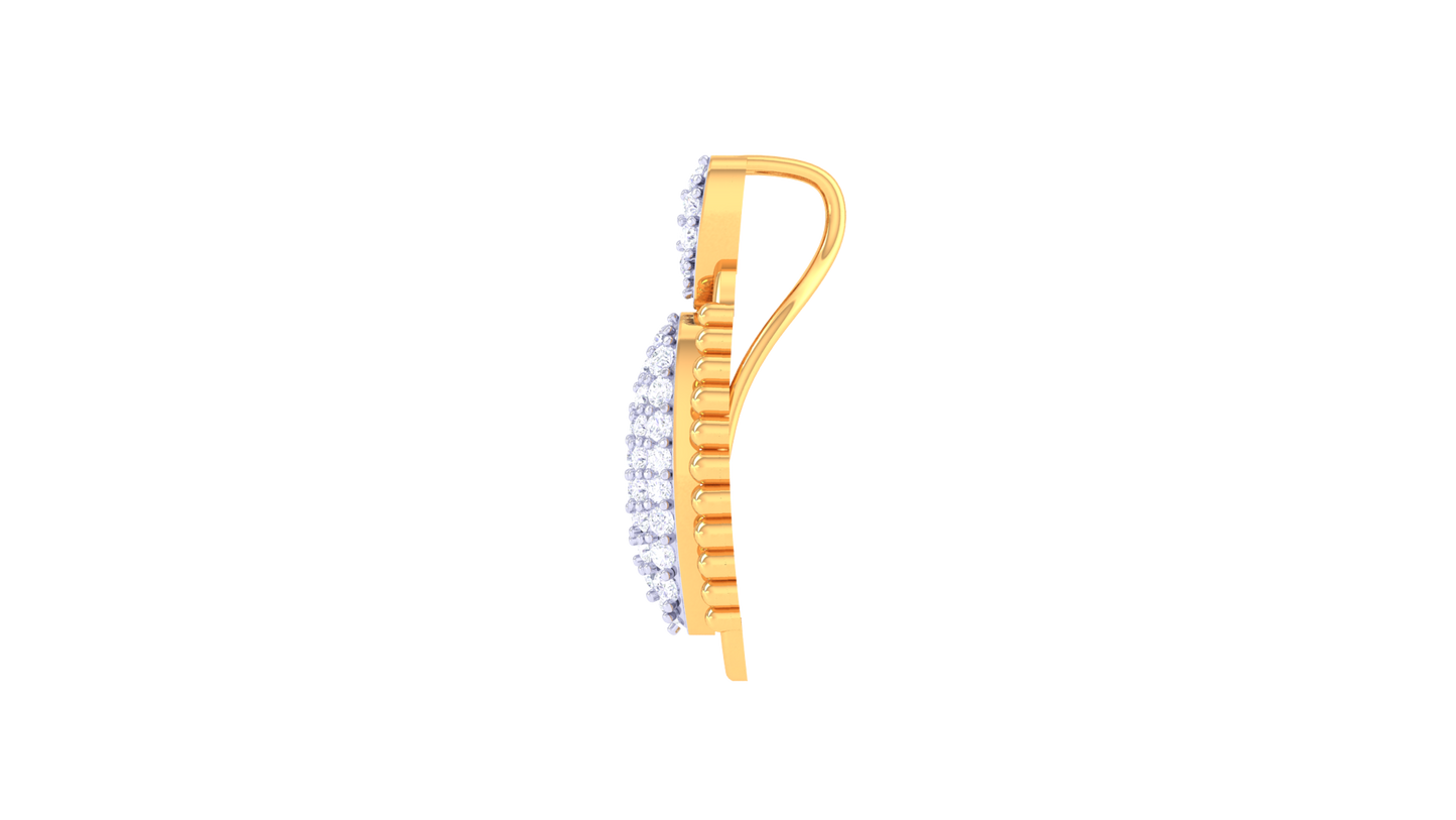 Radiant Oval Pendant In Yellow Gold - 0.41 Ct Pave Set Diamond Cluster