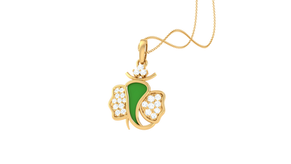 Enamel Butterfly Pendant In Gold - 0.14 Ct Diamonds