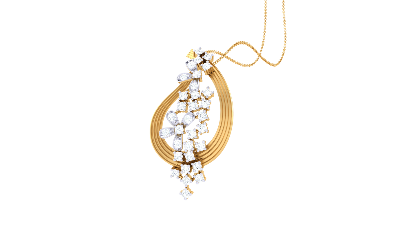 Teardrop Cascade Pendant In Gold – 0.22 Ct