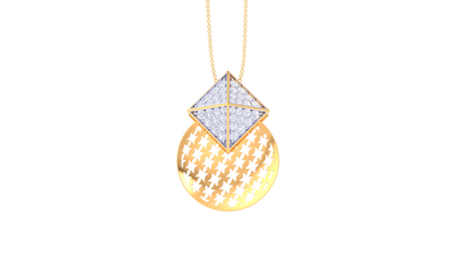 Pyramid Halo Gold Medallion Pendent – 0.41 Ct Brilliante Cut Diamonds