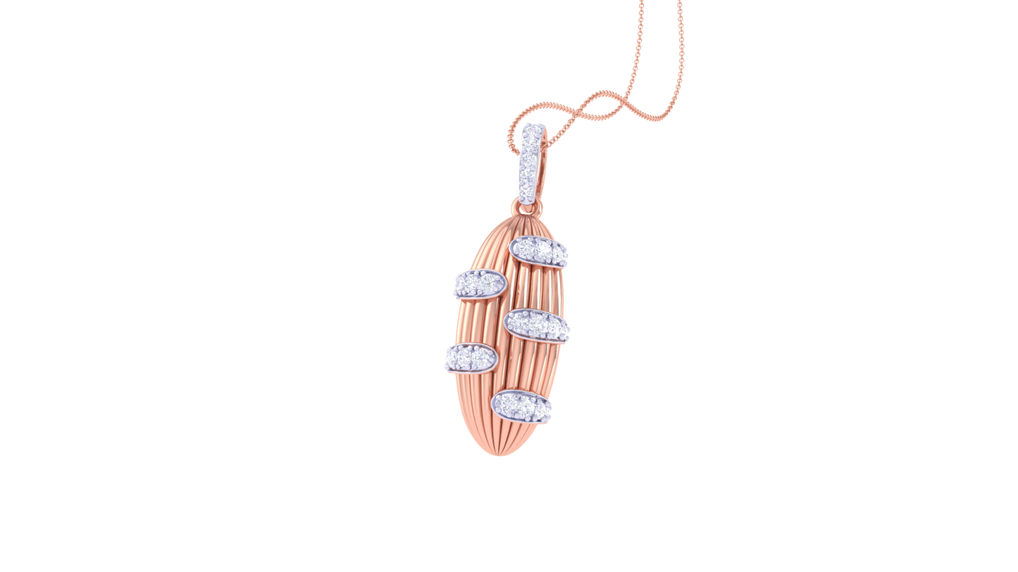 Ripple Radiance Pendant In Yellow Gold – 0.24 Ct Sparkling Diamonds Accents