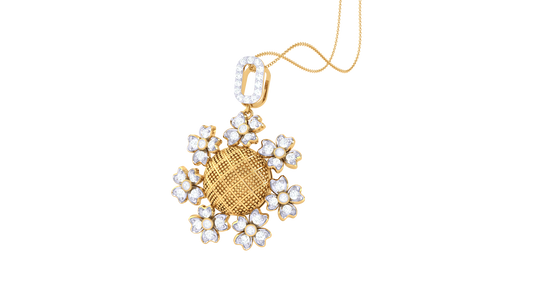 Radiant Blossom Pendant In Gold – 0.48 Ct Sparking Diamonds