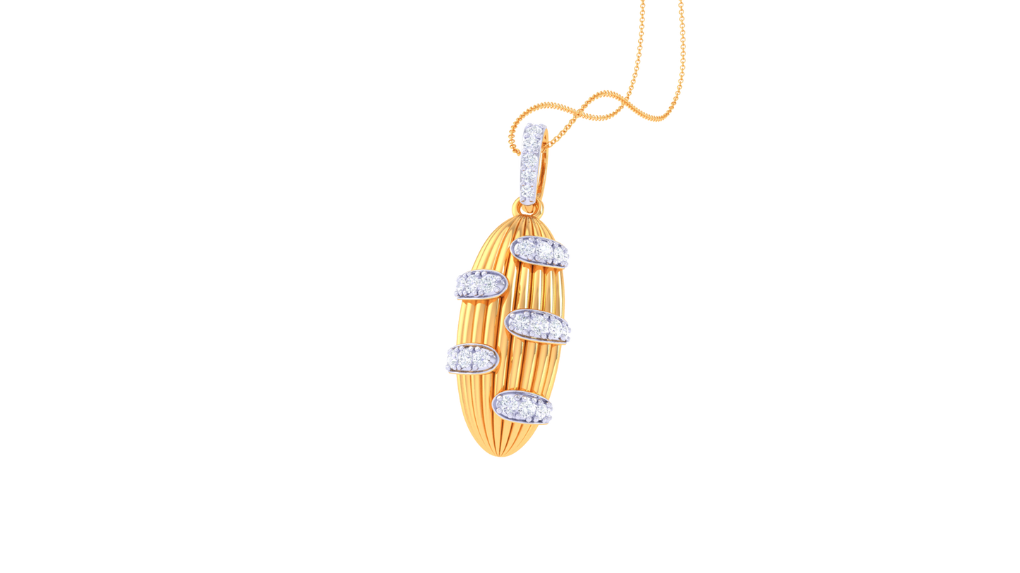 Ripple Radiance Pendant In Yellow Gold – 0.24 Ct Sparkling Diamonds Accents