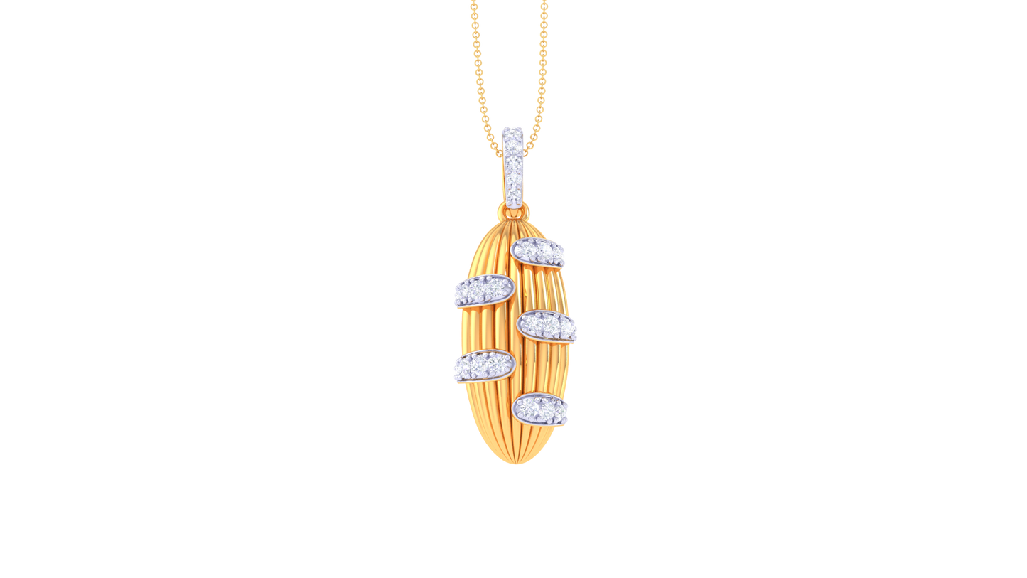 Ripple Radiance Pendant In Yellow Gold – 0.24 Ct Sparkling Diamonds Accents