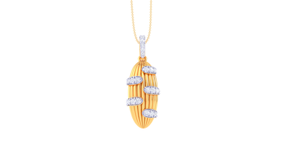 Ripple Radiance Pendant In Yellow Gold – 0.24 Ct Sparkling Diamonds Accents