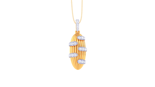 Ripple Radiance Pendant In Yellow Gold – 0.24 Ct Sparkling Diamonds Accents