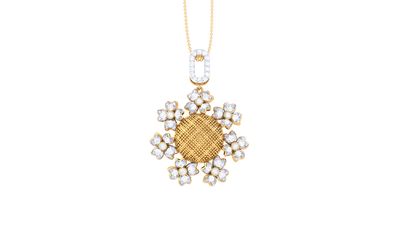 Radiant Blossom Pendant In Gold – 0.48 Ct Sparking Diamonds