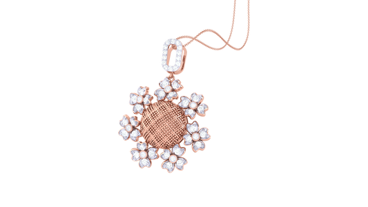 Radiant Blossom Pendant In Gold – 0.48 Ct Sparking Diamonds