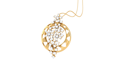 Floral Cascade Pendant In Gold – 0.24 Ct Diamond Clustres