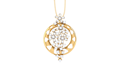Floral Cascade Pendant In Gold – 0.24 Ct Diamond Clustres