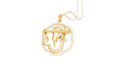Hari Om Goldn Pendent - 0.54 Ct Dazzling Diamonds Halo