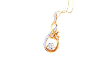 Floral Teardrop Diamond Pendant In Gold – 0.27 Ct