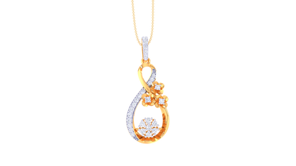 Floral Teardrop Diamond Pendant In Gold – 0.27 Ct
