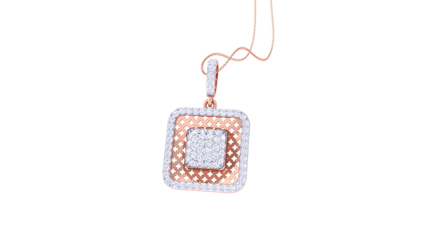 0.71 Ct - Diamond Layered Square Pendant In Gold
