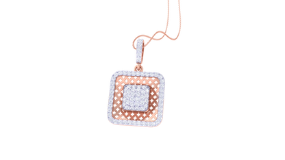 0.71 Ct - Diamond Layered Square Pendant In Gold
