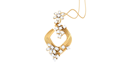Floral Accent Pendant In Gold – 0.20 Ct Diamonds