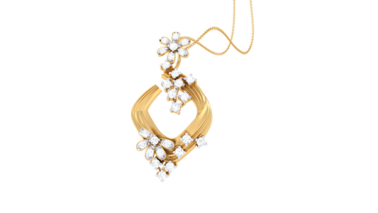 Floral Accent Pendant In Gold – 0.20 Ct Diamonds