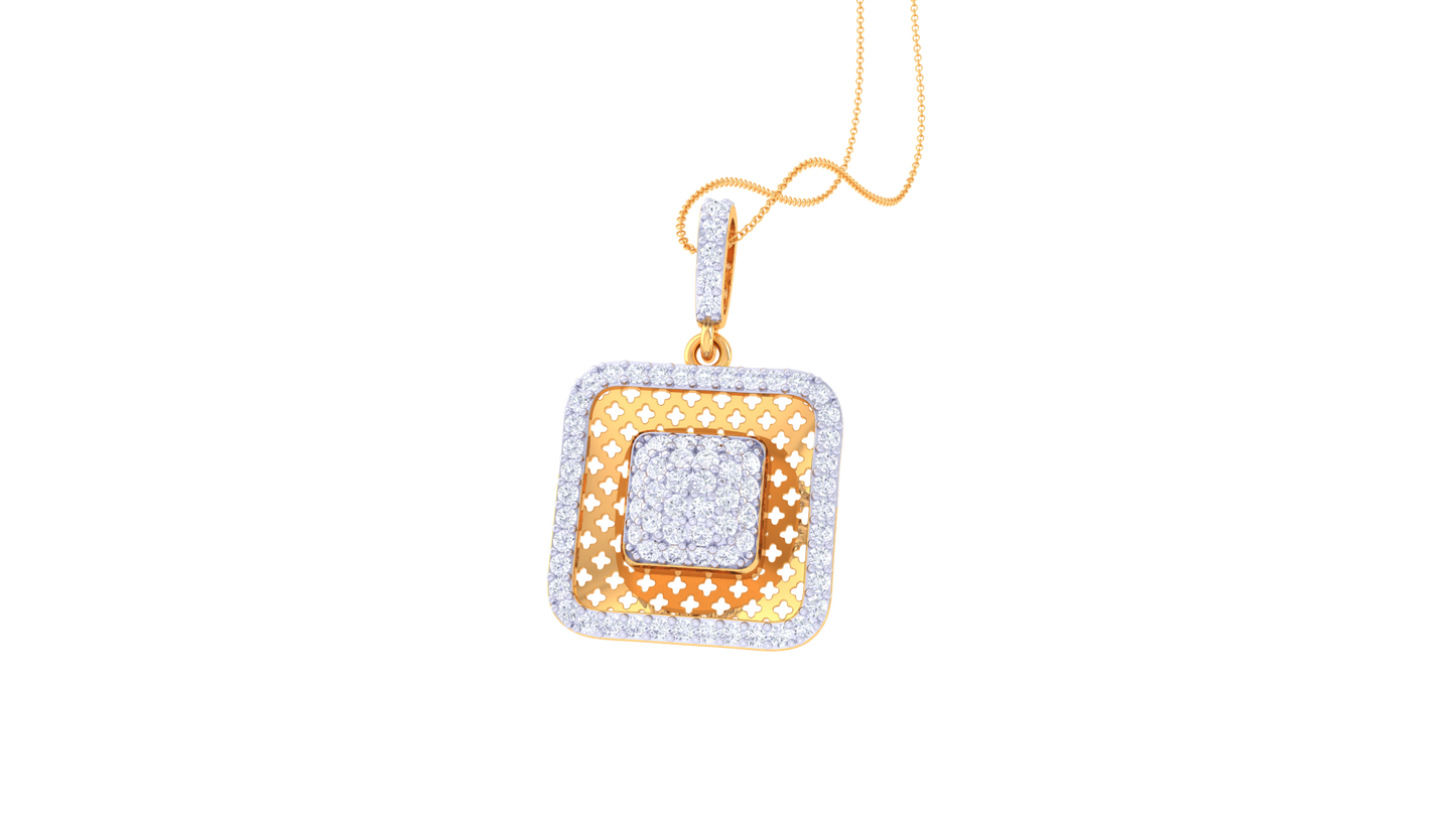 0.71 Ct - Diamond Layered Square Pendant In Gold