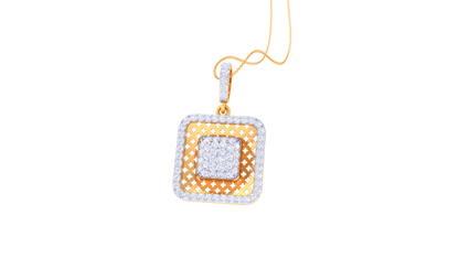 0.71 Ct - Diamond Layered Square Pendant In Gold