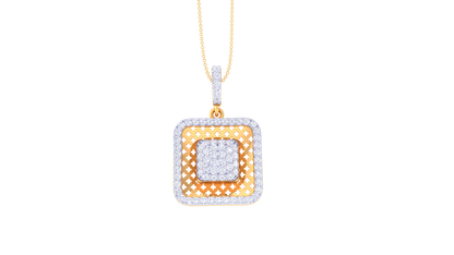 0.71 Ct - Diamond Layered Square Pendant In Gold