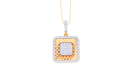 0.71 Ct - Diamond Layered Square Pendant In Gold