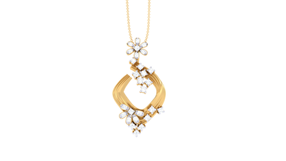 Floral Accent Pendant In Gold – 0.20 Ct Diamonds