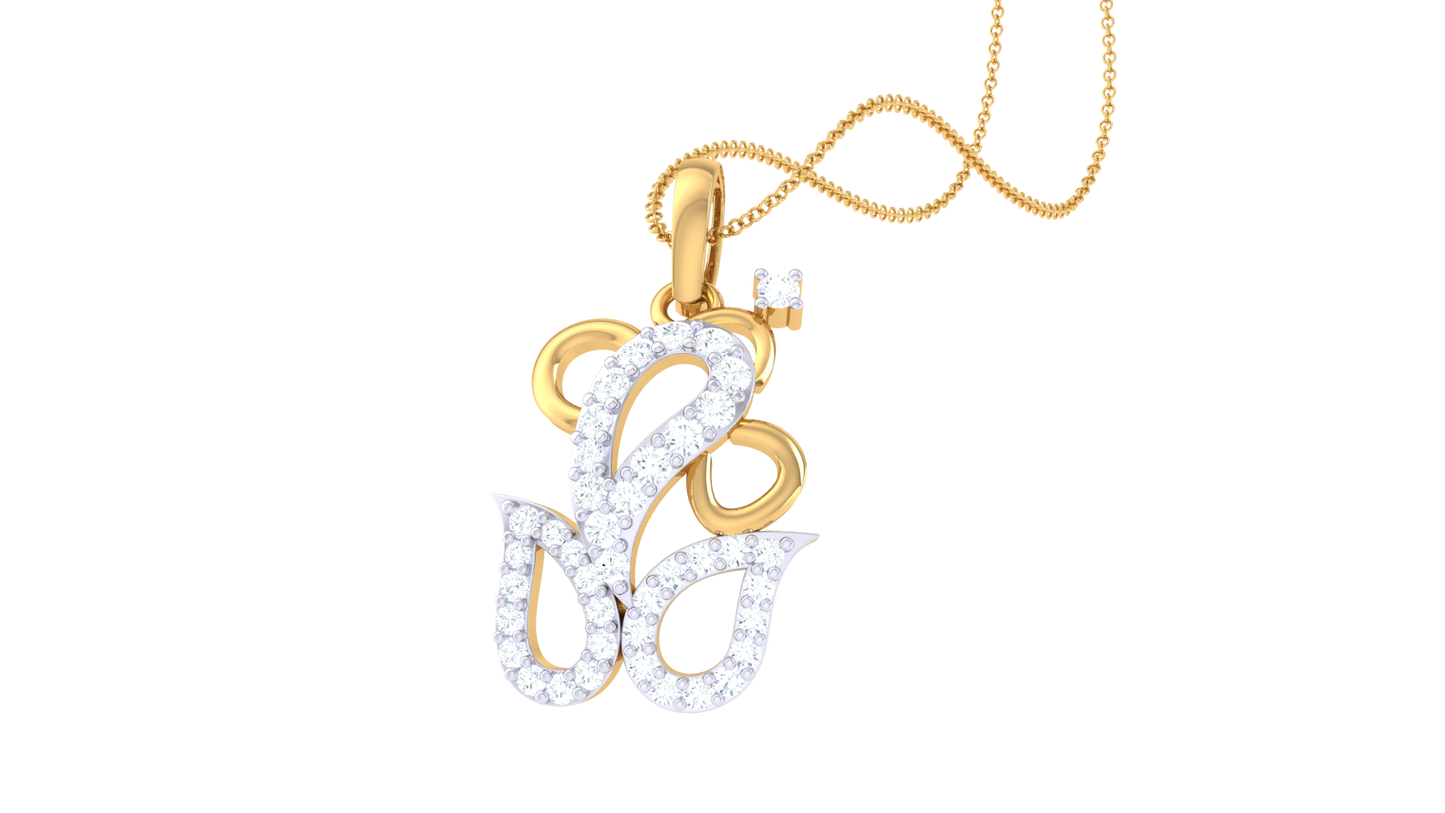 Artistic Teardrop Motif Gold Pendant - 0.20 Ct Sparking Diamonds