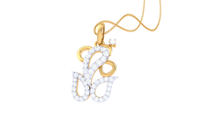 Artistic Teardrop Motif Gold Pendant - 0.20 Ct Sparking Diamonds