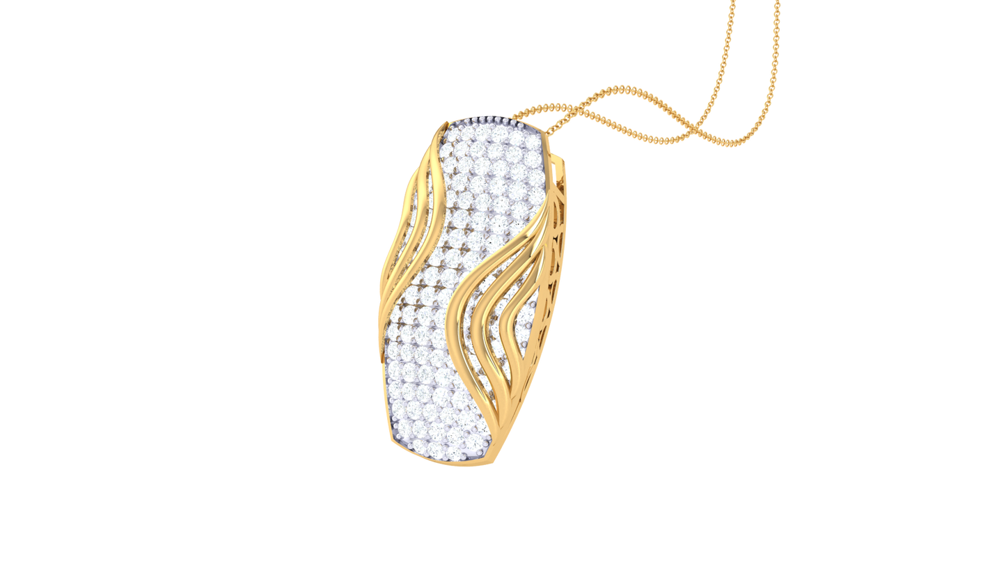 Wave-Edge Pendant In Gold – 0.92 Ct Brilliant Diamonds