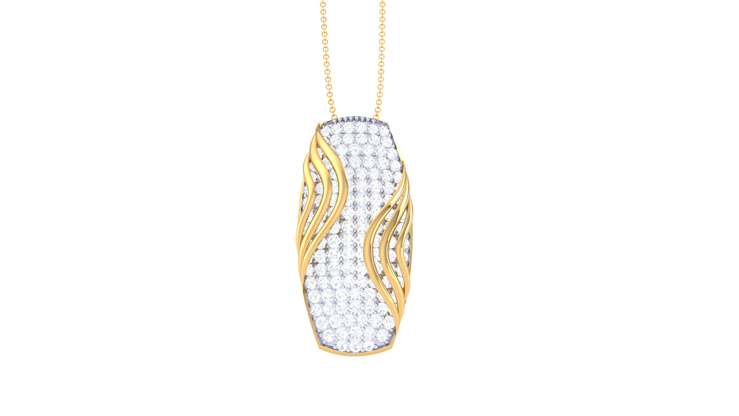 Wave-Edge Pendant In Gold – 0.92 Ct Brilliant Diamonds